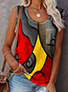 WMNS Chest Pocket Accent Scoop Neckline Colorful Printed Shirt